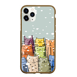 Чехол iPhone 11 Pro матовый Котики, цвет: 3D-коричневый