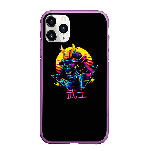 Чехол iPhone 11 Pro матовый Cyber Samurai / 3D-Фиолетовый – фото 1