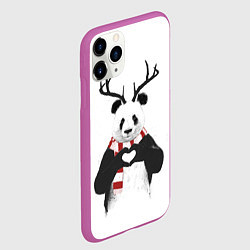 Чехол iPhone 11 Pro матовый Новогодний Панда, цвет: 3D-фиолетовый — фото 2