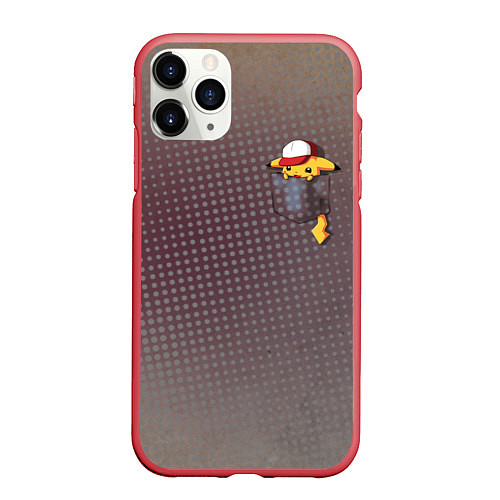 Чехол iPhone 11 Pro матовый Покемон / 3D-Красный – фото 1