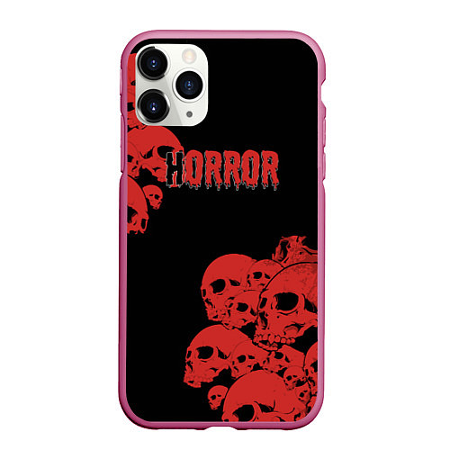 Чехол iPhone 11 Pro матовый Horror / 3D-Малиновый – фото 1