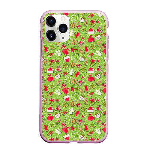 Чехол iPhone 11 Pro матовый Merry Christmas / 3D-Розовый – фото 1