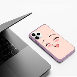 Чехол iPhone 11 Pro матовый Сonfused anime face, цвет: 3D-сиреневый — фото 2