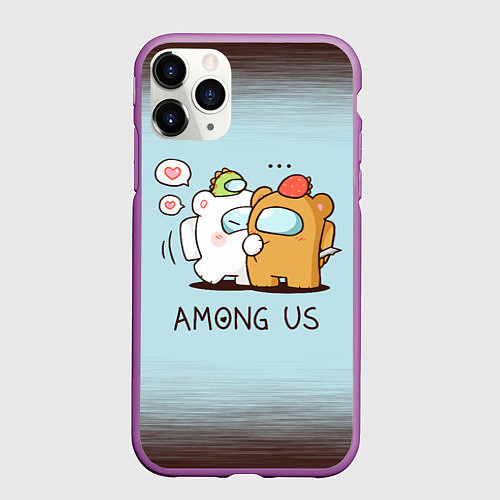Чехол iPhone 11 Pro матовый AMONG US - LOVE / 3D-Фиолетовый – фото 1