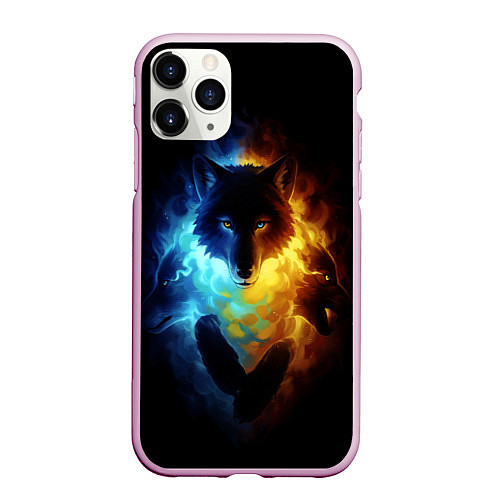 Чехол iPhone 11 Pro матовый Волки в огне / 3D-Розовый – фото 1