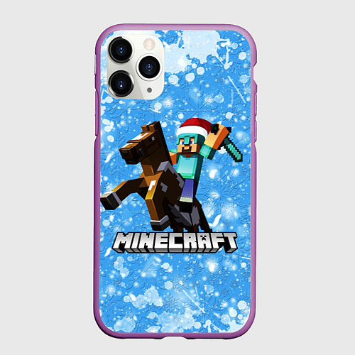 Чехол iPhone 11 Pro матовый Новогодний Манкрафт / 3D-Фиолетовый – фото 1