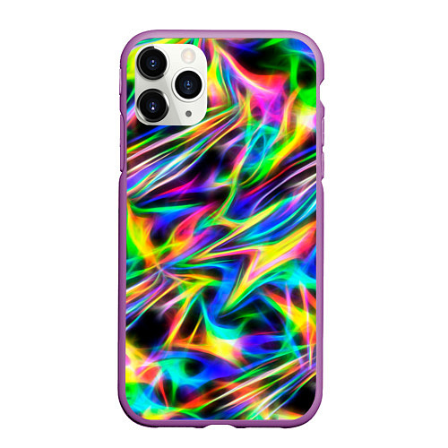 Чехол iPhone 11 Pro матовый Космическая хризонтема / 3D-Фиолетовый – фото 1