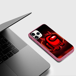 Чехол iPhone 11 Pro матовый AMONG US IMPOSTOR, цвет: 3D-малиновый — фото 2