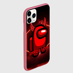Чехол iPhone 11 Pro матовый AMONG US IMPOSTOR, цвет: 3D-малиновый — фото 2