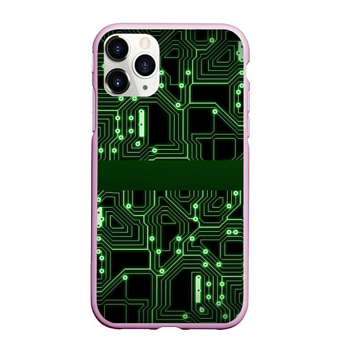 Чехол iPhone 11 Pro матовый Неоновая схема / 3D-Розовый – фото 1