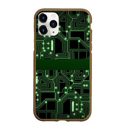 Чехол iPhone 11 Pro матовый Неоновая схема / 3D-Коричневый – фото 1