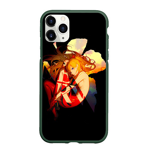 Чехол iPhone 11 Pro матовый Аска Евангелион Nerv / 3D-Темно-зеленый – фото 1