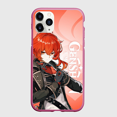 Чехол iPhone 11 Pro матовый GENSHIN IMPACT, ДИЛЮК / 3D-Малиновый – фото 1