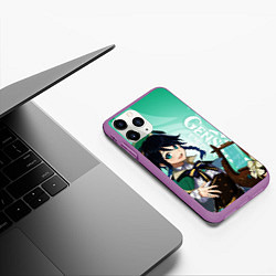 Чехол iPhone 11 Pro матовый GENSHIN IMPACT, ВЕНТИ, цвет: 3D-фиолетовый — фото 2