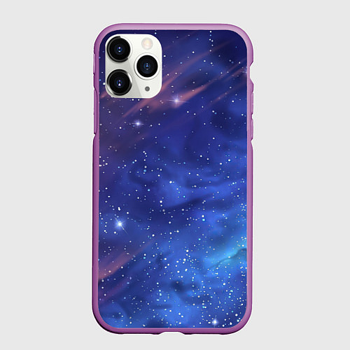 Чехол iPhone 11 Pro матовый Звёздное небо / 3D-Фиолетовый – фото 1