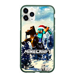 Чехол iPhone 11 Pro матовый Зимний Майнкрафт