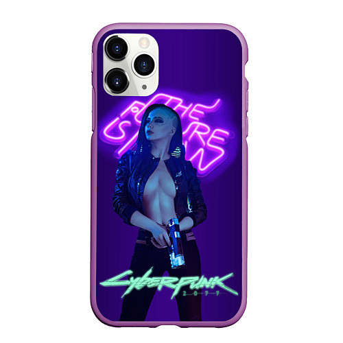 Чехол iPhone 11 Pro матовый Cyberpunk 2077 V / 3D-Фиолетовый – фото 1