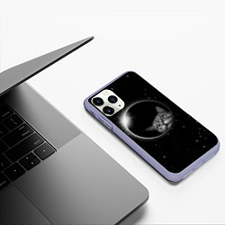 Чехол iPhone 11 Pro матовый Кот в Космосе, цвет: 3D-светло-сиреневый — фото 2