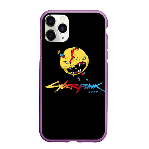 Чехол iPhone 11 Pro матовый Cyberpunk 2077 / 3D-Фиолетовый – фото 1