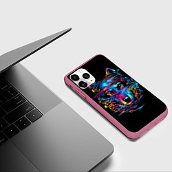 Чехол iPhone 11 Pro матовый Волк, цвет: 3D-малиновый — фото 2