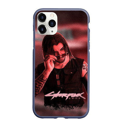 Чехол iPhone 11 Pro матовый Johnny Silverhand Cyberpunk / 3D-Серый – фото 1