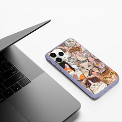 Чехол iPhone 11 Pro матовый Котики, цвет: 3D-светло-сиреневый — фото 2