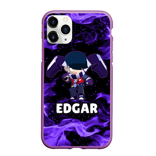 Чехол iPhone 11 Pro матовый BRAWL STARS EDGAR / 3D-Фиолетовый – фото 1