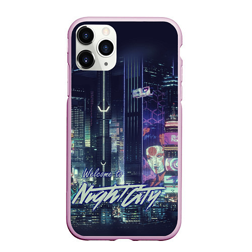 Чехол iPhone 11 Pro матовый Welcome to Night City / 3D-Розовый – фото 1