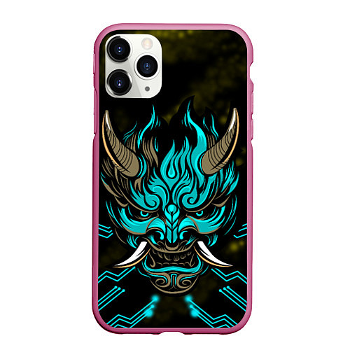 Чехол iPhone 11 Pro матовый SAMURAI CYBERPUNK 2077 / 3D-Малиновый – фото 1