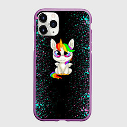 Чехол iPhone 11 Pro матовый Единорог, цвет: 3D-фиолетовый