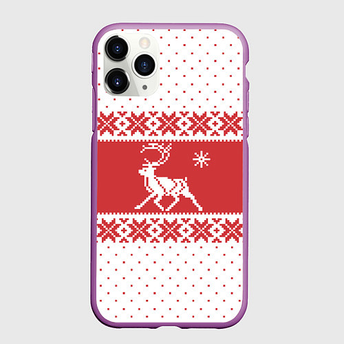 Чехол iPhone 11 Pro матовый Северный Олень / 3D-Фиолетовый – фото 1