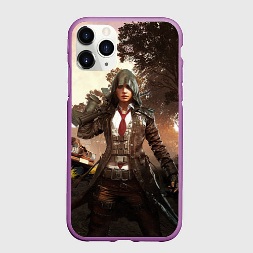 Чехол iPhone 11 Pro матовый PUBG / 3D-Фиолетовый – фото 1