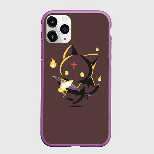 Чехол iPhone 11 Pro матовый Чомусуке / 3D-Фиолетовый – фото 1