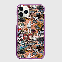 Чехол iPhone 11 Pro матовый Граффити, цвет: 3D-фиолетовый