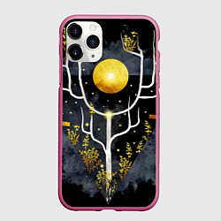Чехол iPhone 11 Pro матовый Графит и золото: дерево жизни, цвет: 3D-малиновый