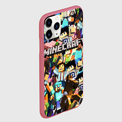 Чехол iPhone 11 Pro матовый MINECRAFT, цвет: 3D-малиновый — фото 2