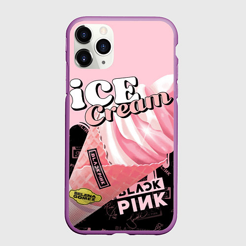 Чехол iPhone 11 Pro матовый BLACKPINK ICE CREAM / 3D-Фиолетовый – фото 1