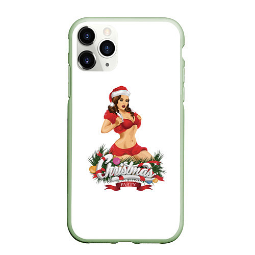 Чехол iPhone 11 Pro матовый Christmas Party / 3D-Салатовый – фото 1