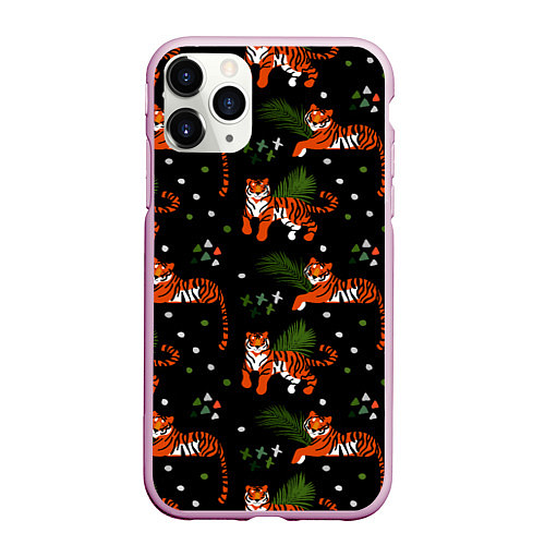 Чехол iPhone 11 Pro матовый Tigers / 3D-Розовый – фото 1