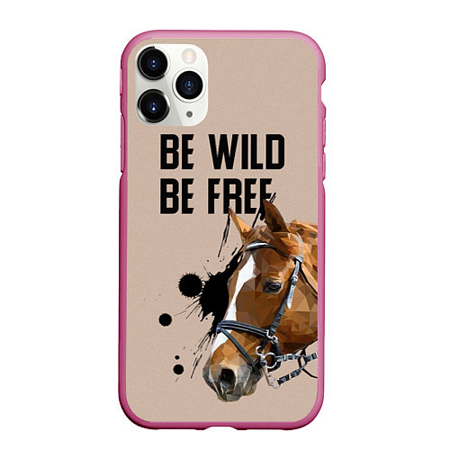 Чехол iPhone 11 Pro матовый Be wild be free / 3D-Малиновый – фото 1