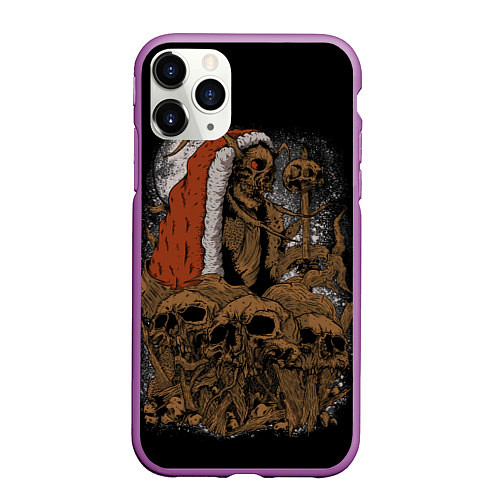 Чехол iPhone 11 Pro матовый Крампус Новогодний кошмар / 3D-Фиолетовый – фото 1