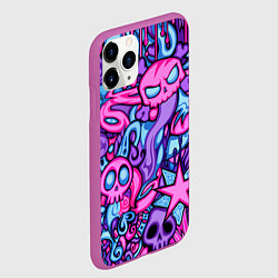 Чехол iPhone 11 Pro матовый Граффити монстры, цвет: 3D-фиолетовый — фото 2