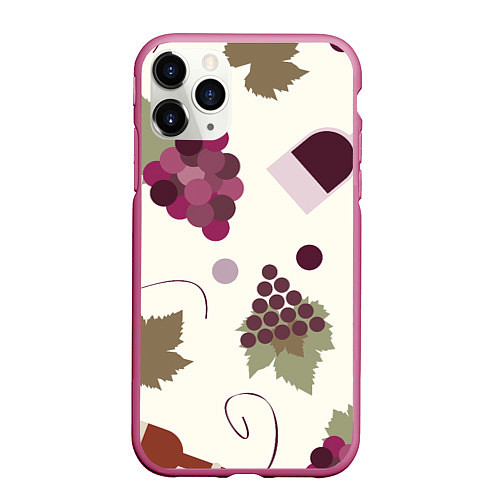 Чехол iPhone 11 Pro матовый Виноград и винишко / 3D-Малиновый – фото 1