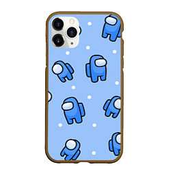 Чехол iPhone 11 Pro матовый Among Us - Синий цвет, цвет: 3D-коричневый