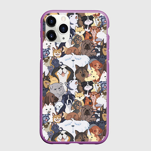 Чехол iPhone 11 Pro матовый Dogs / 3D-Фиолетовый – фото 1