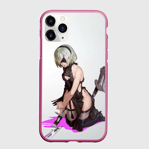 Чехол iPhone 11 Pro матовый NIER AUTOMATA 2B / 3D-Малиновый – фото 1