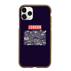 Чехол iPhone 11 Pro матовый LONDON, цвет: 3D-коричневый