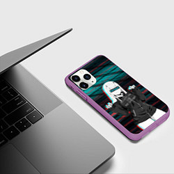 Чехол iPhone 11 Pro матовый Zero Two Senpai, цвет: 3D-фиолетовый — фото 2