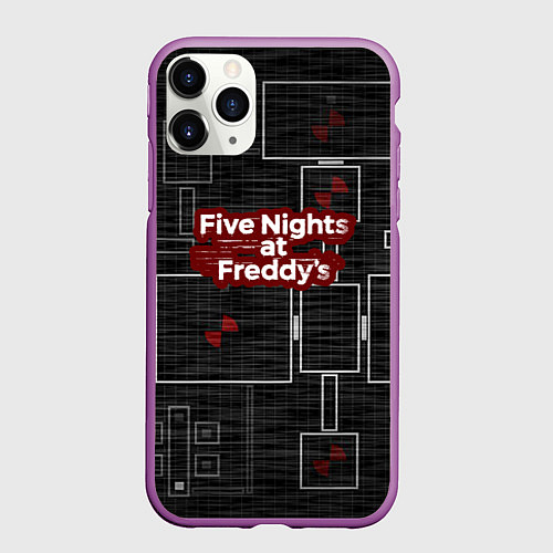 Чехол iPhone 11 Pro матовый Five Nights At Freddy / 3D-Фиолетовый – фото 1