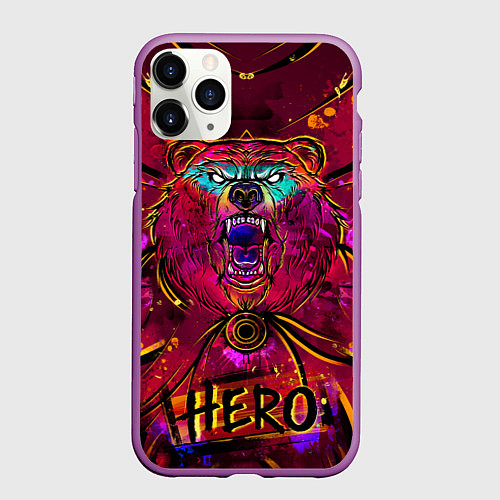 Чехол iPhone 11 Pro матовый BEAR / 3D-Фиолетовый – фото 1
